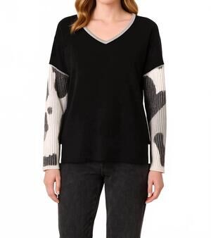 NEW ANGEL scoop neck top in white black